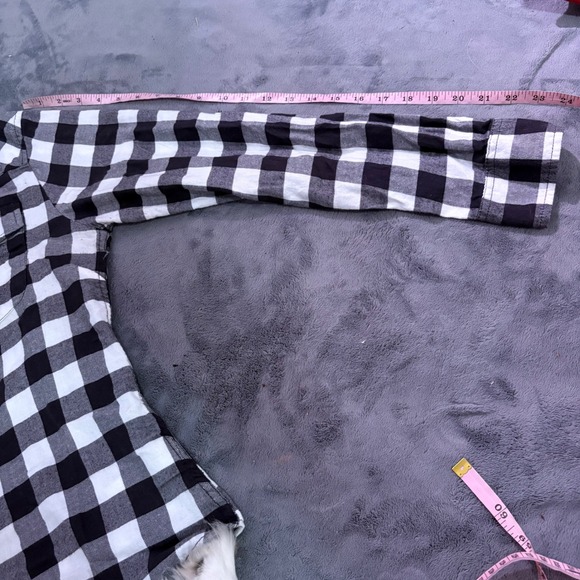 Jachs Girlfriend Plaid Button Front Shirt Medium Black White Cotton Stretch - Picture 10 of 10